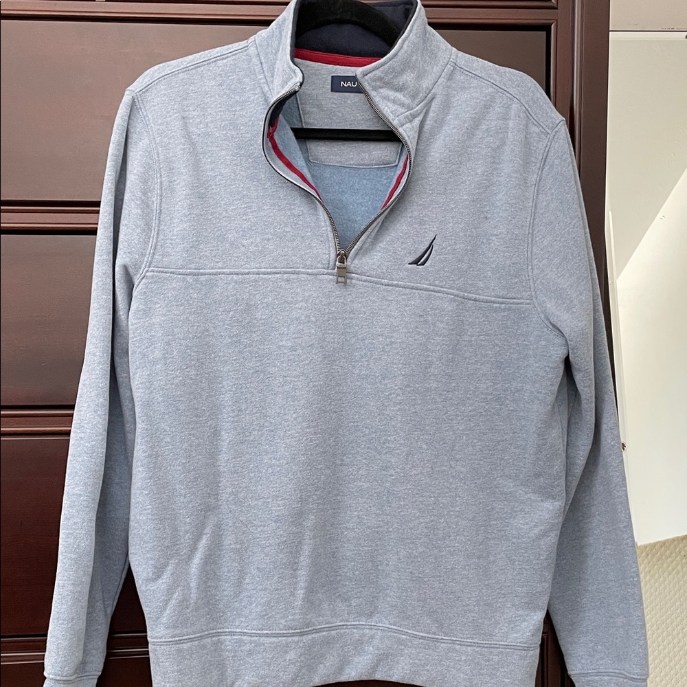 Nautica Men's Light Gray Zip-Up Sweater
